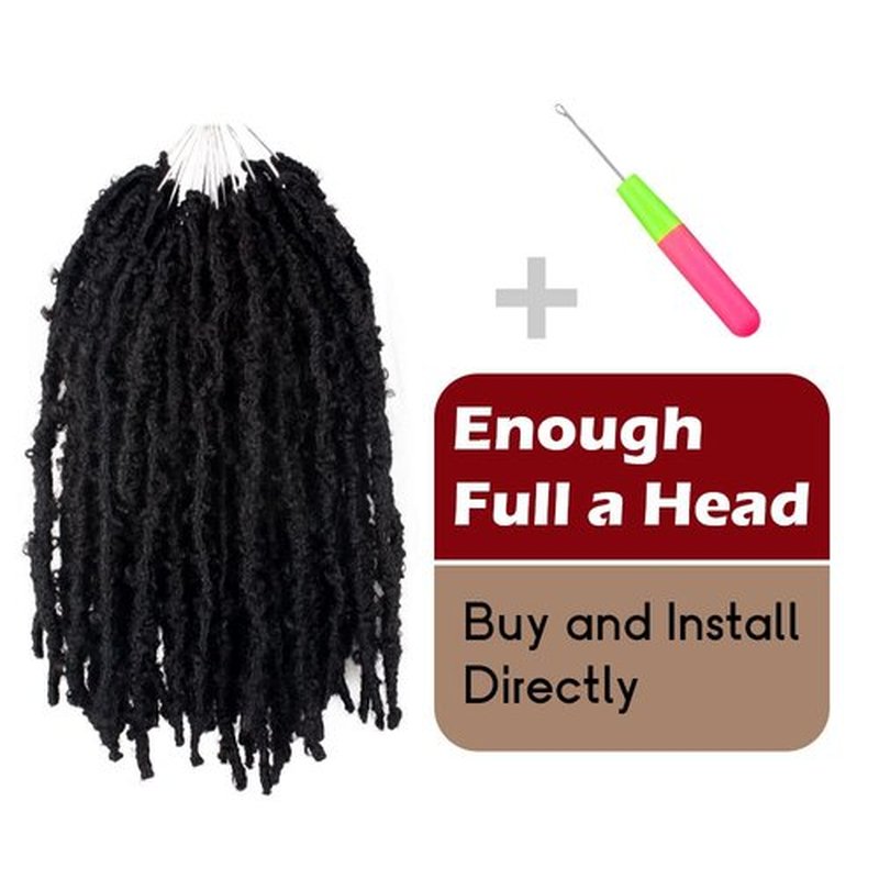 BOHOBABE Butterfly Crochet Locs 10 Inch 6 Packs Pre Looped Crochet Butterfly Locs 10 In Short Natural Black Distressed Butterfly Locs Crochet Hair (10 Inch, 1B)