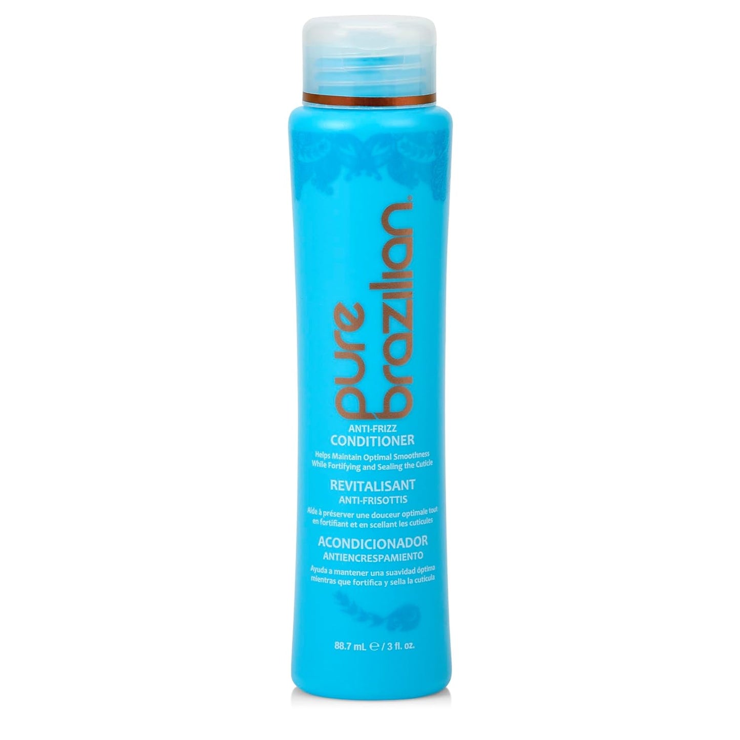 Pure Brazilian Anti-Frizz Daily Conditioner with Keratin & Acai, Smoothing & Strengthening for Shinier, Frizz-Free Hair, 13.5 Oz