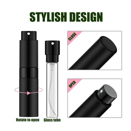 IRON BILL 8ML Mini Atomizer Perfume Travel (Matte Black&Silver&Pink) Refillable Bottle Portable Spray Bottle for Cologne and Perfume (3pcs)