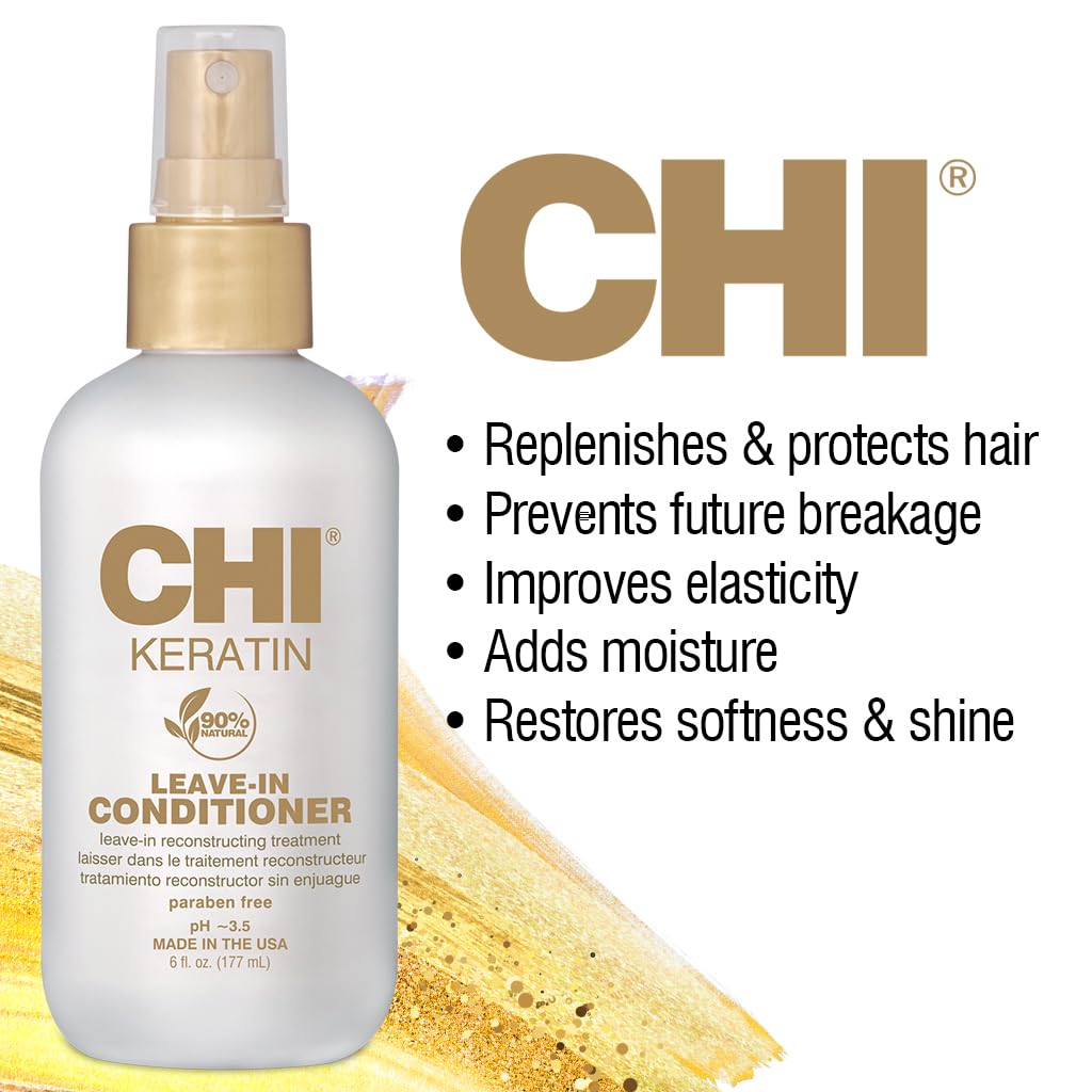 CHI Keratin Reconstructing Shampoo, Delivers Healthier Hair, Adds Shine & Helps Prevent Future Breakage, Sulfate, Paraben, & Cruelty-Free, 32 Oz