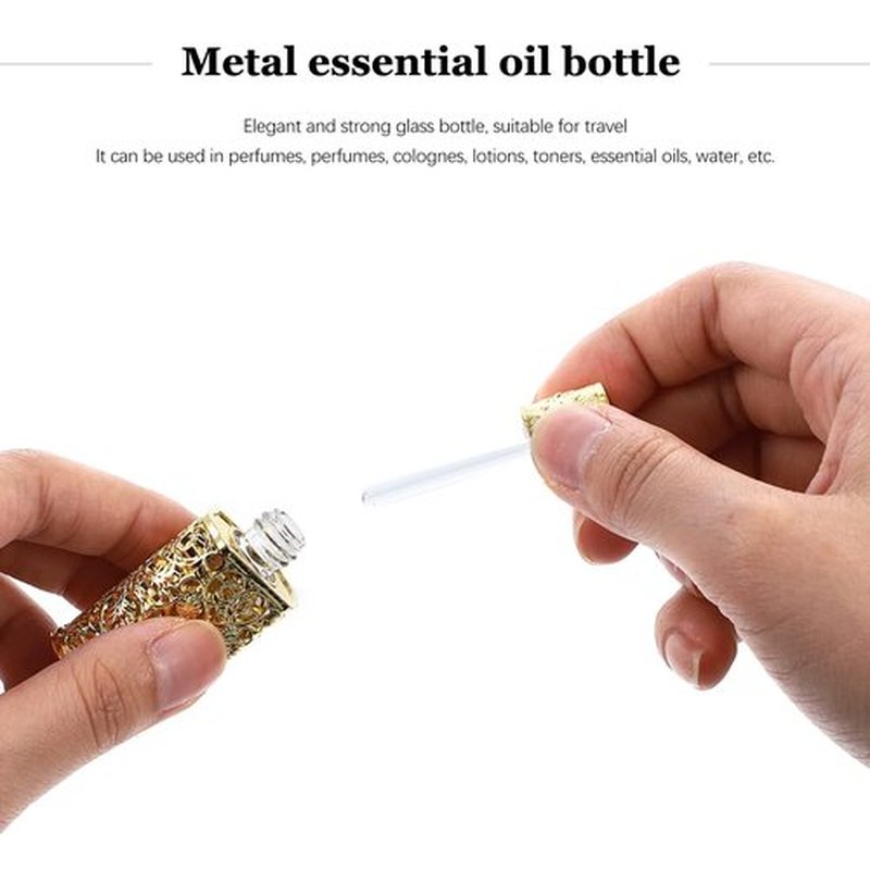 Refillable Perfume Bottle 3Pcs Gold Arabian Perfume Oilvintage Essential Oil Bottles Empty 3ml Travel Perfume Bottle Fancy Retro Style For Essential Oils Hollow Design