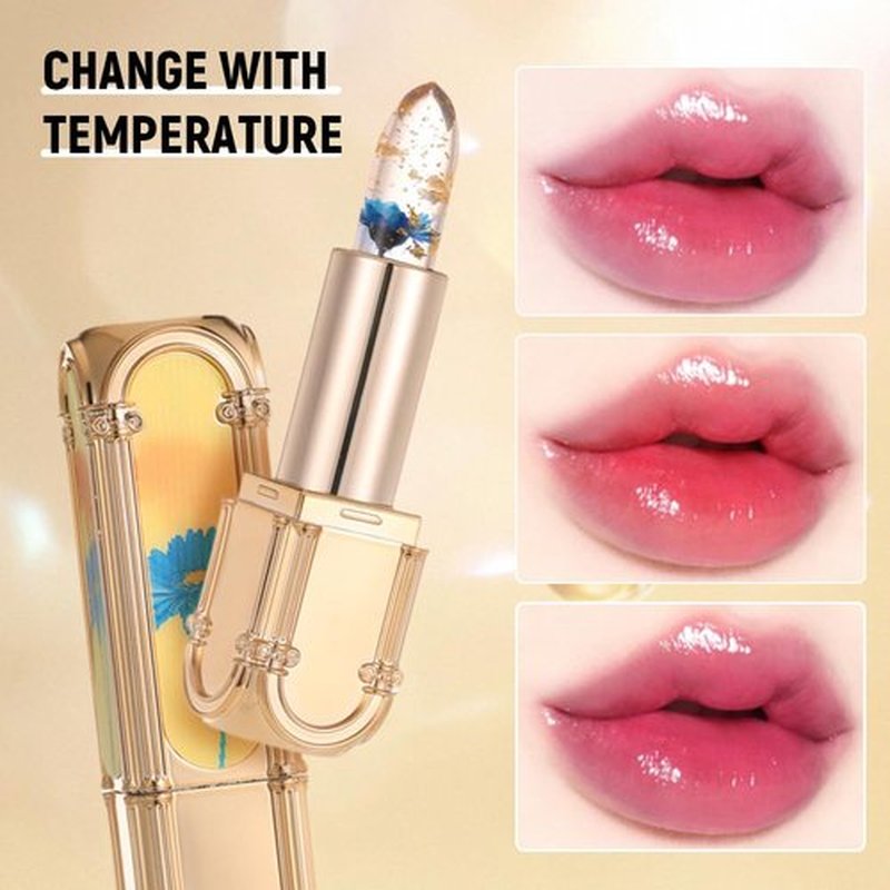 YAUNJI Crystal Jelly Flower Color Changing Lipstick, 2024 New Long Lasting Nutritious Lip Balm Lips Moisturizer Magic Temperature Color Change Lip Gloss (AA, 1)