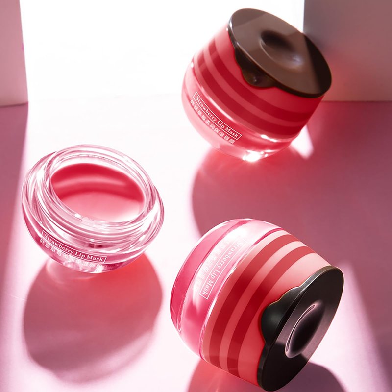 Sleeping Lip Mask, Long-Lasting Nourish & Hydrate Lip Balm, Lip Skin Care, Hydrating Moisturizing Lip Night Sleep Care Lip Anti-chapped Lip Cream (2Pcs Honey & 2Pcs Strawberry)