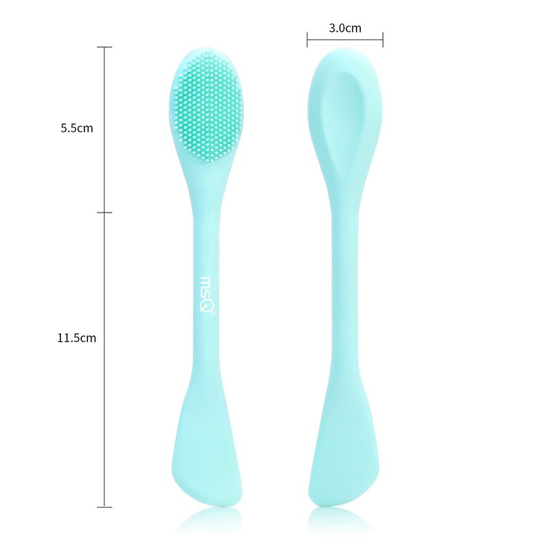 MSQ Silicone Face Mask Brush, Soft Facial Cleansing Scrubber, 2 Pack Double-End Facial Mask Brush for Mud, Clay, Charcoal Mixed Mask, DIY, Skincare Applicator Tools (Pink)