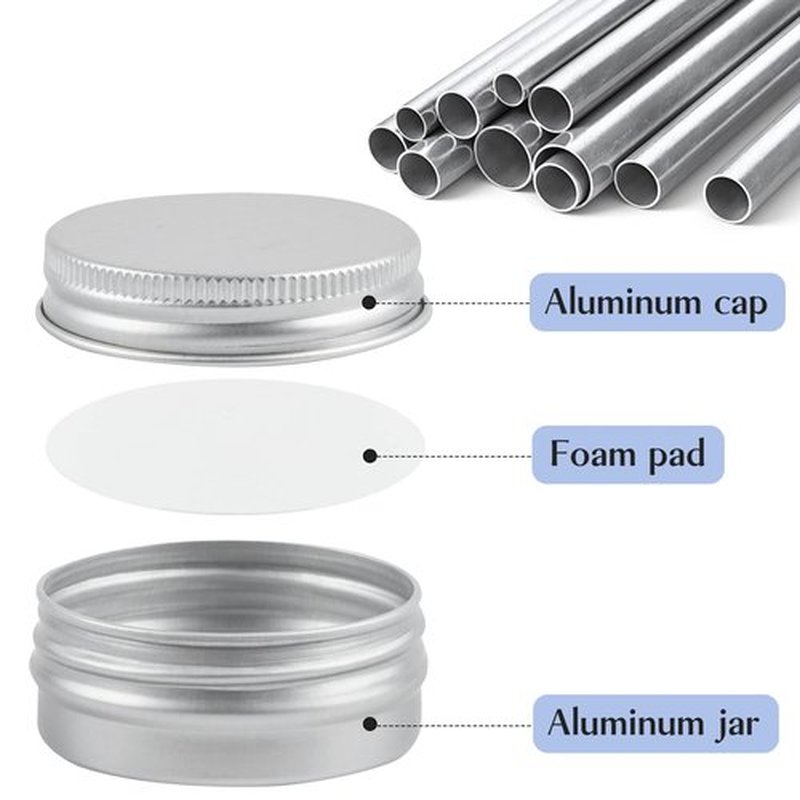 TUZAZO 24Pack 1 Oz Aluminum Tin Cans with Screw Lid and Labels, Refillable Travel Sized Cosmetic Containers Small Tins for Salves, Lotion Bars, Beard Balms, Candles