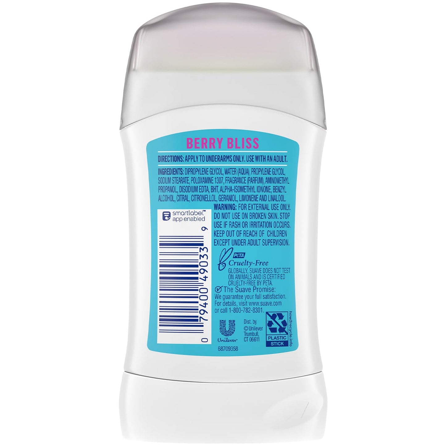 Suave Aluminum-Free Deodorant, Kids & Teen Girls – Fresh Vibes Berry Bliss 2-Pack, 48H Protection, 1.2 Oz Ea