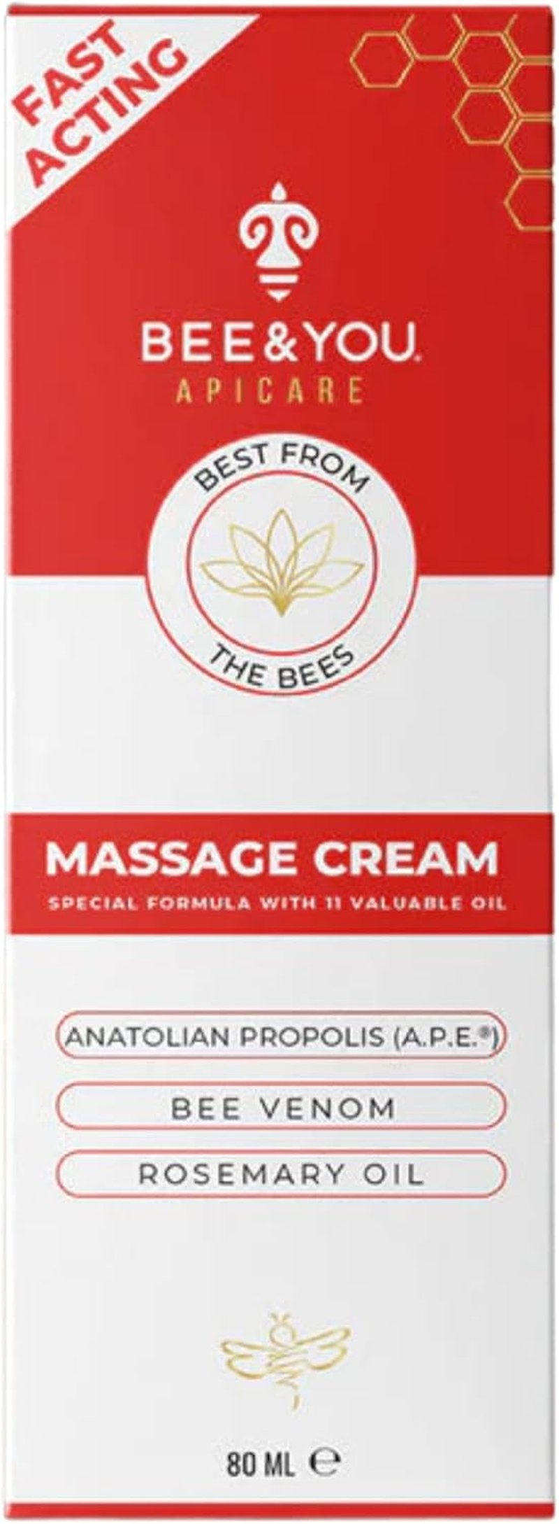 Massage Cream with Propolis & Bee Venom | Soothing Herbal Oils for Body & Foot Relaxation - 2.7 fl oz