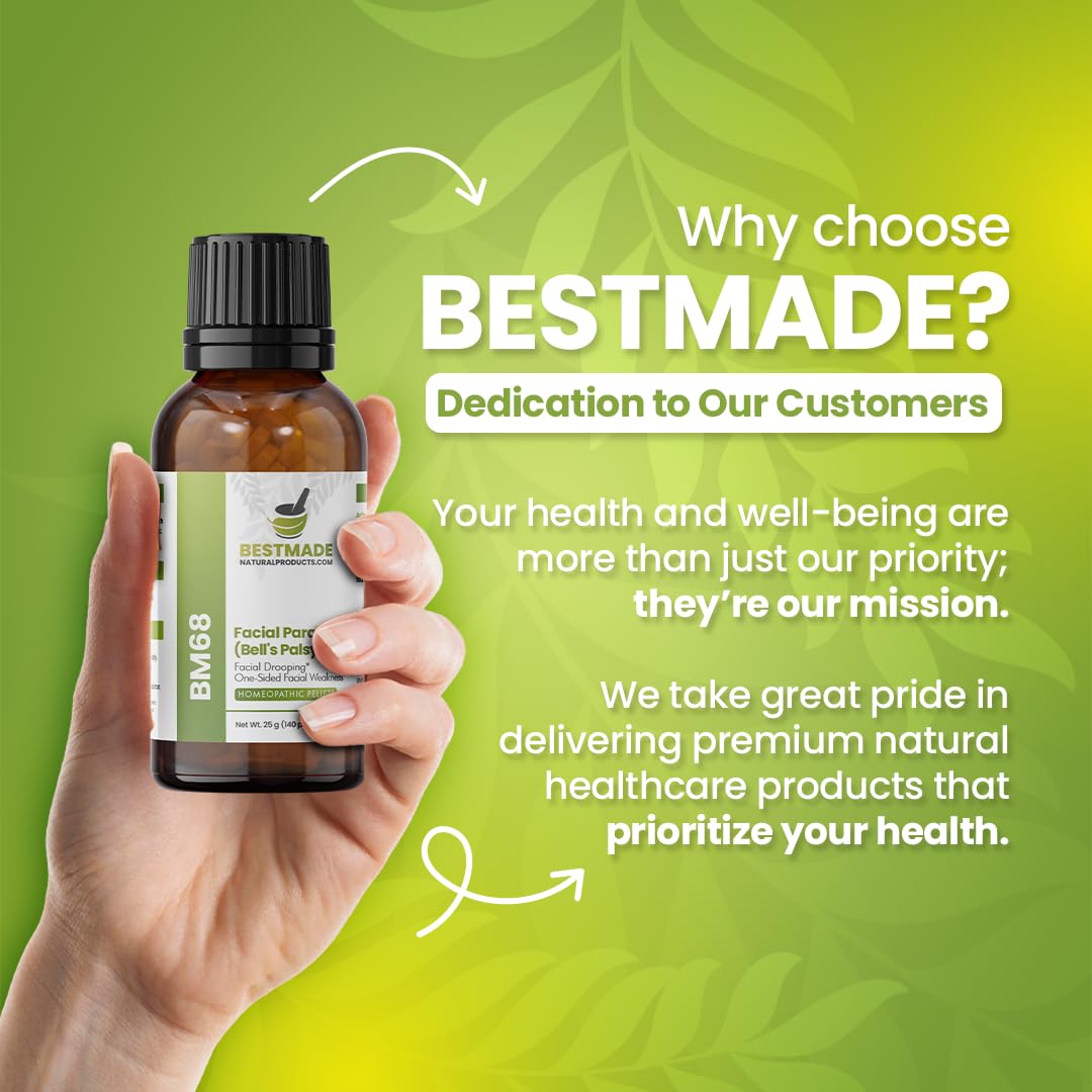 Bestmade Facial Paralysis Natural Remedy BM68 - Helps with Bell's Palsy, Facial Drooping, Tearing Eyes and Loss of Taste, 140 Pellets