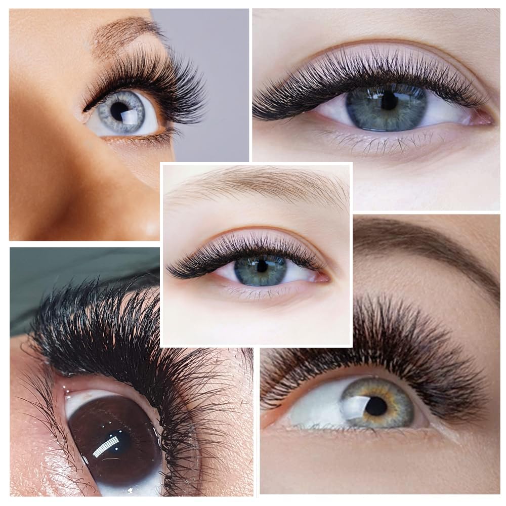 BeautyPros Professional Lash Extension Kit – Faux Mink Bundle 500 Lash Fans (8-17mm)- Premade Loose Fans base (0.05mm & 0.07mm) -Volume Lash Extensions Multiple Selection -Black (5D D Curl Wispy 12mm)