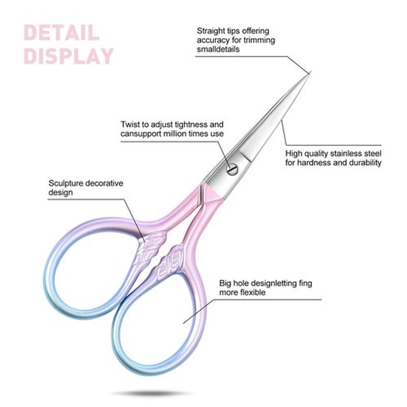Lobodt Personal Care Professional Beauty Tools (pink) Small scissors Facial hair removal and ear, nose and eyebrow, beard trimming Stainless steel fine straight head scissors