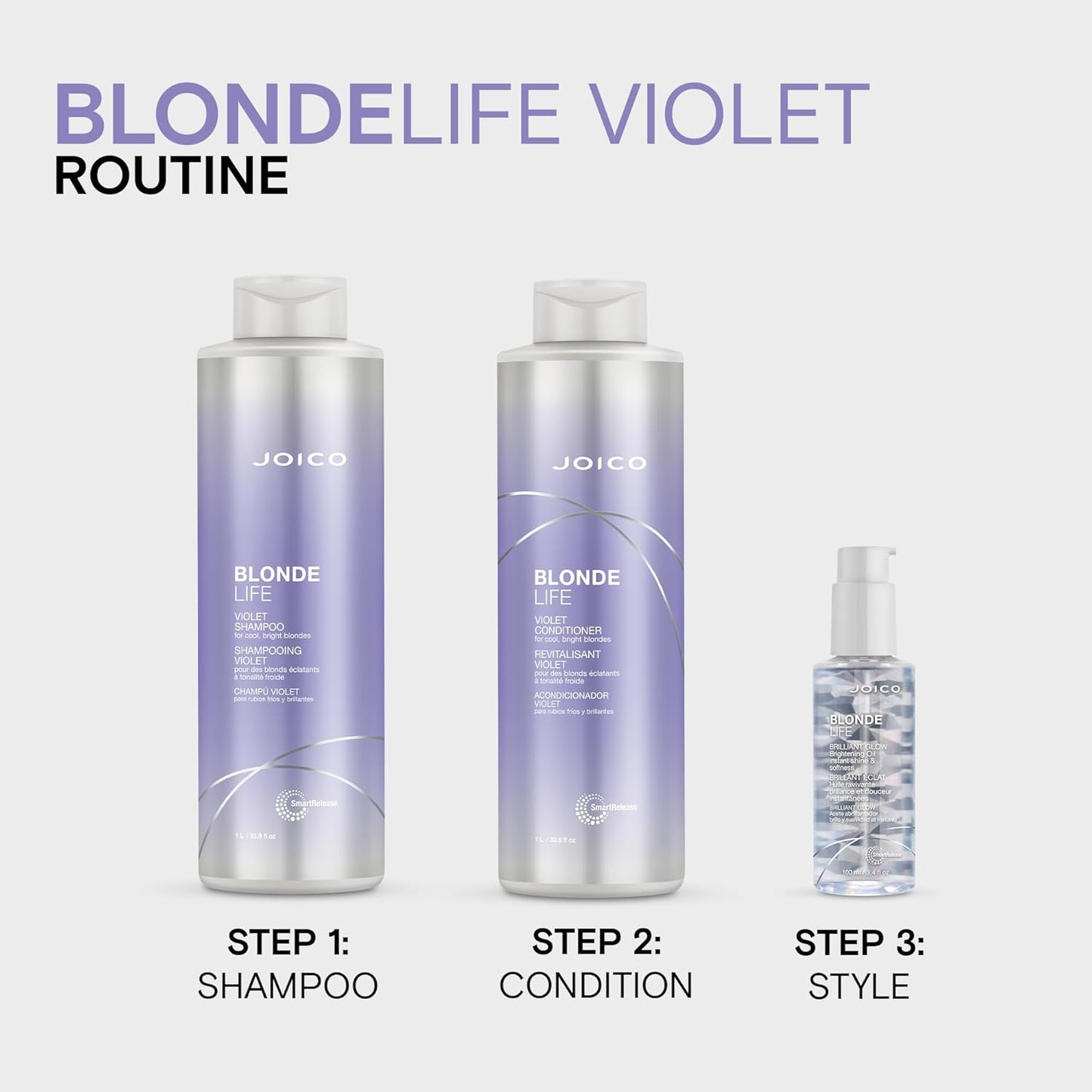 Joico Blonde Life Violet Conditioner | For Cool & Bright Blonde Hair | Neutralize Brassy Tones | Banish Yellow Tones | Boost Shine | Sulfate Free | With Monoi & Tamanu Oil