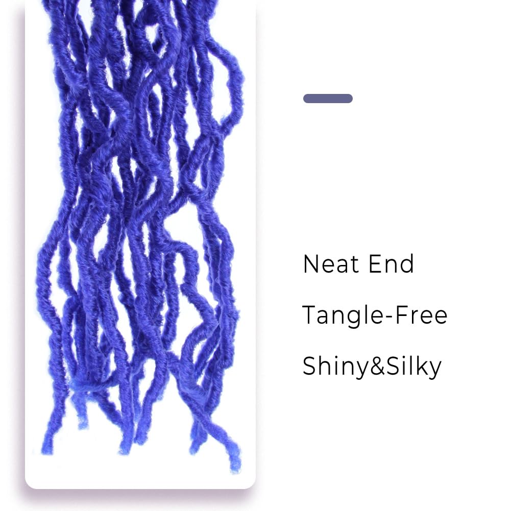 Niseyo Faux Locs Crochet Hair 16 Inch Soft locs, 6 Packs Short Crochet Locs Pre Looped Crotchet Straight Synthetic Hair Extensions (16 Inch, Blue)