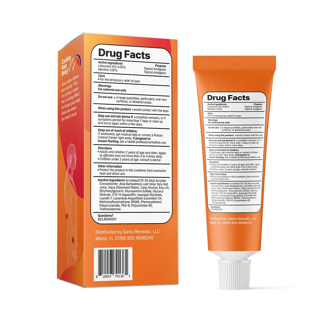 Santo Remedio Pain Relief Cream with Lidocaine & Menthol, Fast-Absorbing Non-Greasy Topical for Joint & Muscle Pain, Joint Support with MSM & Glucosamine, by Dr. Juan Rivera