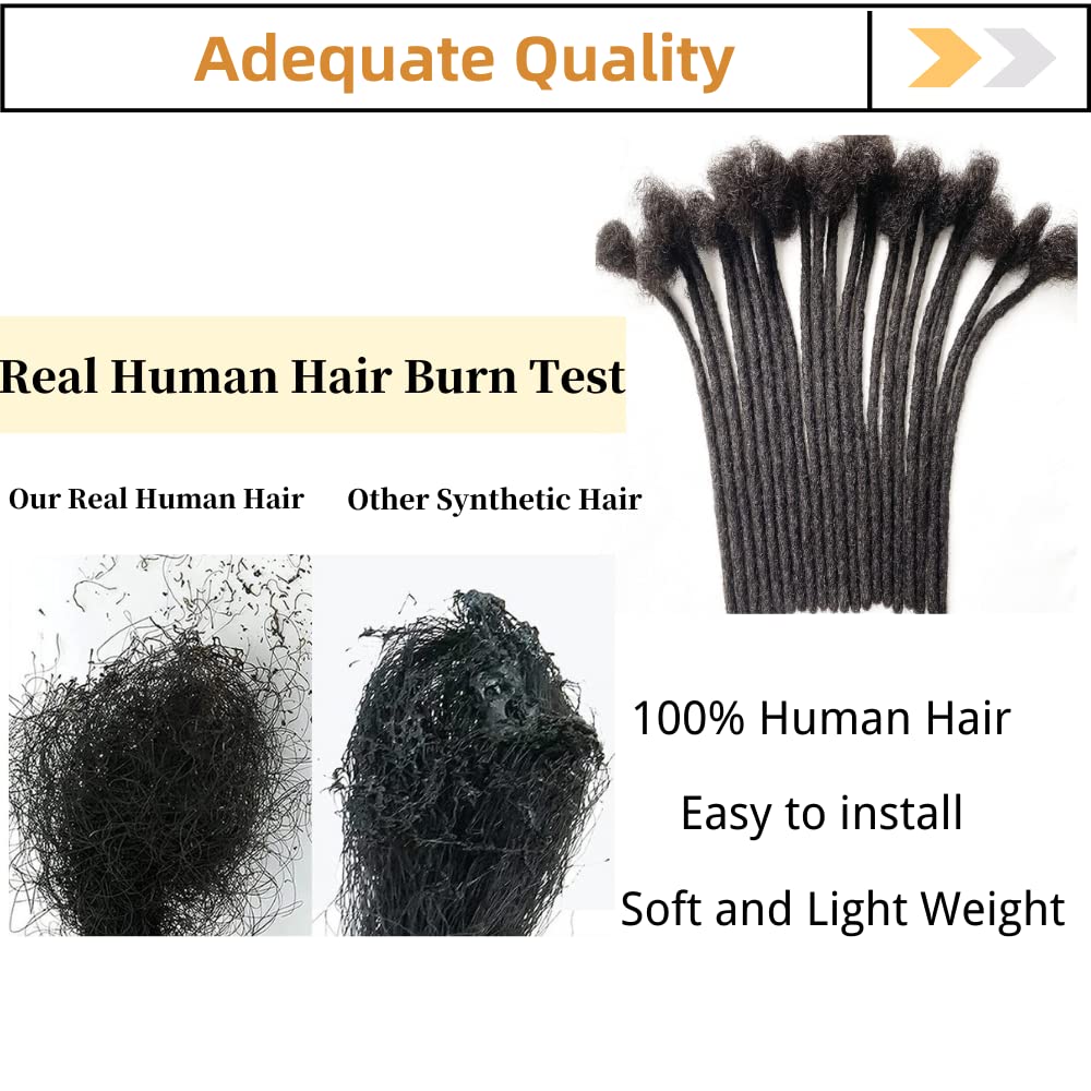 Loc Extension Human Hair 8inch 0.6cm Width 100% Real Human Hair Dreadlock Extensions Full Hand-made Permanent Dreadlock Extension for Men and Women Can Be Dyed Bleached Curled