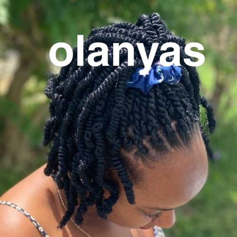 olanyas Spring Twist Hair 8-inch-3 Packs-90 Strands Crochet Hair 1B Braids Synthetic Braiding Hair Extensions Low Temperature Fiber(1B)