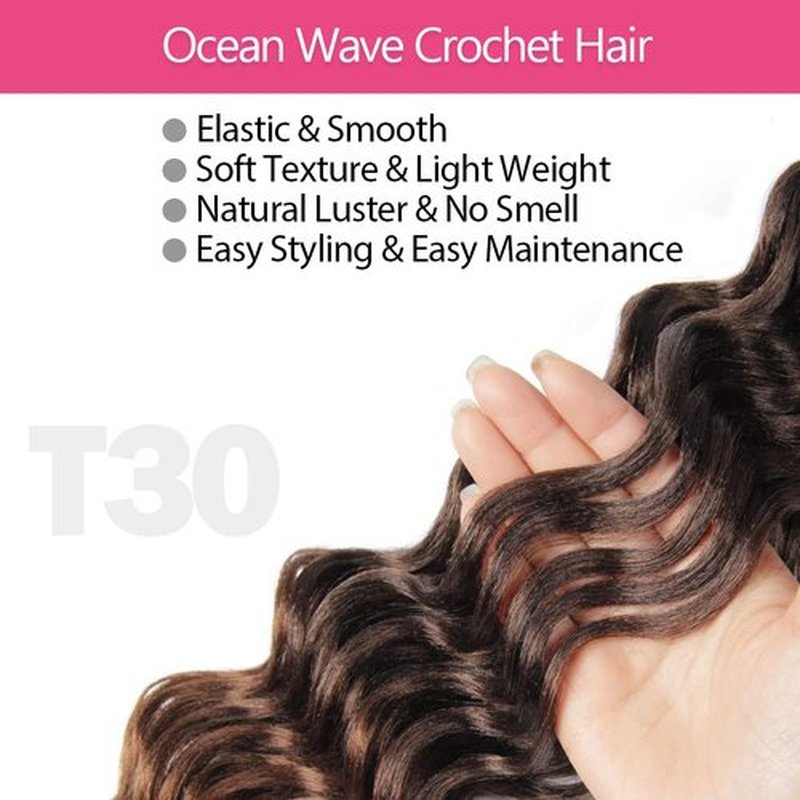 Niseyo NU Ocean Wave Crochet Hair 12 Inch 8 Packs Soft Deep Twist Crochet Braids Synthetic Wavy Braiding Hair Extensions (T30 Ombre Light Brown) NEW