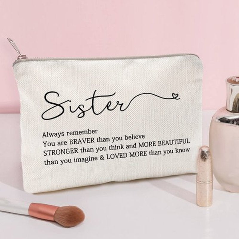 You Are Loved You Are Enough Makeup Case Self-Worth Cosmetic Bag Positive Affirmation Toiletry Bag Gift Motivation Quotes Sister Gift (Sister)