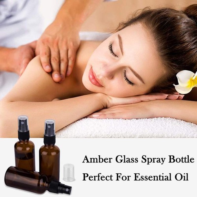 hmaimas 6 Pack Amber Glass Spray Bottles for Essential Oils, 2oz Small Fine Mist Travel Empty Spray Bottle for Hair and Plants