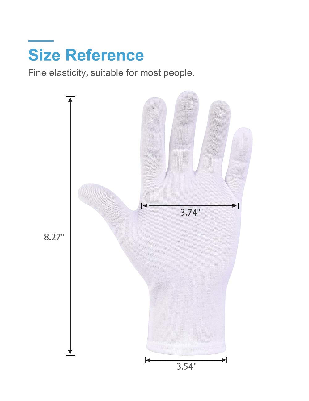 Donfri 2 Pairs White Moisturizing Gloves Overnight Cotton Gloves for SPA, Dry Hands Eczema, Hand Care, Day and Night Healing,Reusable