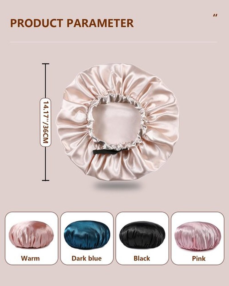 Years calm Silk Bonnet for Sleeping Women, Double Layer Soft Ajustable Elasticity Band Satin Bonnet for Sleeping Hair - Sleep Shower Caps (Silvery, One Size)