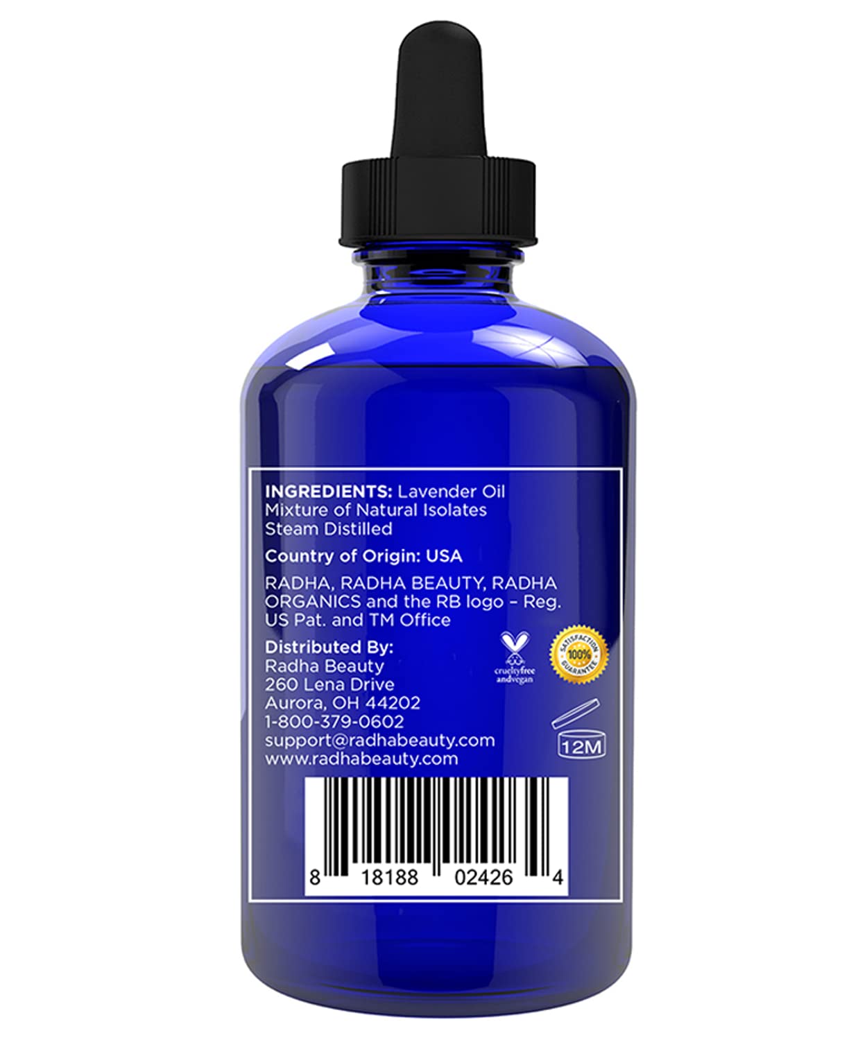 Radha Beauty Lavender Essential Oil 4 oz. - 100% Natural & Therapeutic Grade, Steam Distilled for Aromatherapy, Relaxation, Sleep, Laundry, Stress & Anxiety Relief, Meditation, Massage, Headaches