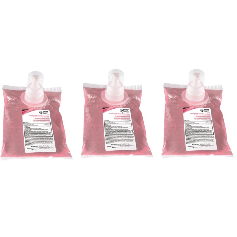 Health Guard 64041 Foaming Antibacterial Moisture Wash, 1000 mL Refill, (Pack of 3)
