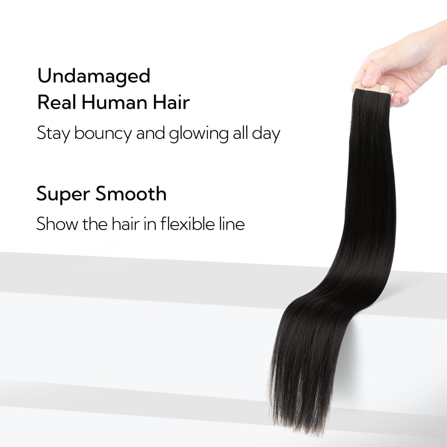 HOTBANANA Tape in Hair Extensions, 20 Inch 20pcs 50g Jet Black Tape in Hair Extensions Human Hair Tape Hair Extensions Straight Remy Human Hair Tape in Extensions