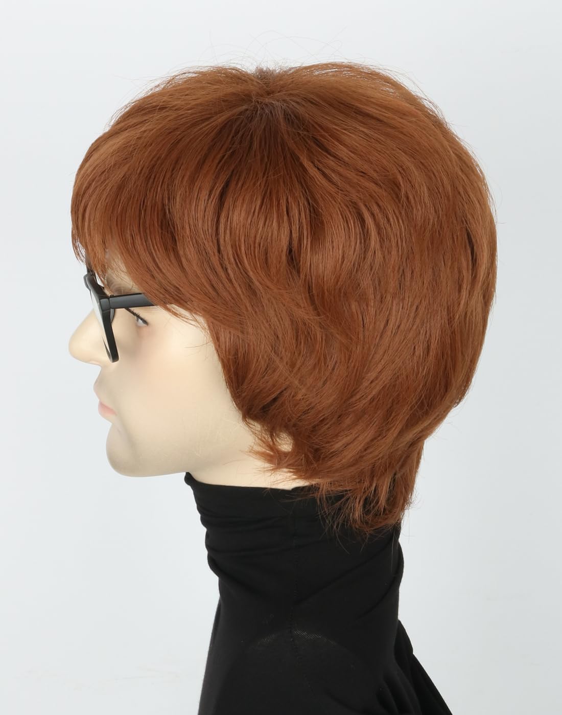 Topcosplay Mens Wigs with Glasses Short Brown Ginger 1970s Man Gigolo Wig for Halloween Costume Accessories