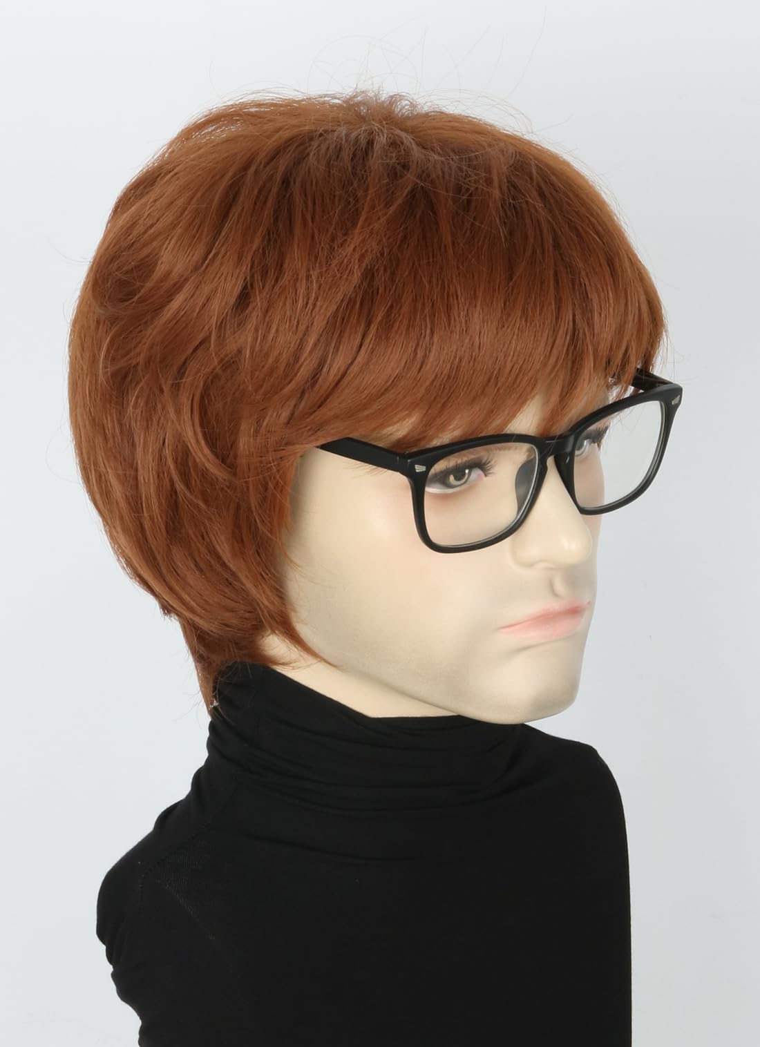 Topcosplay Mens Wigs with Glasses Short Brown Ginger 1970s Man Gigolo Wig for Halloween Costume Accessories