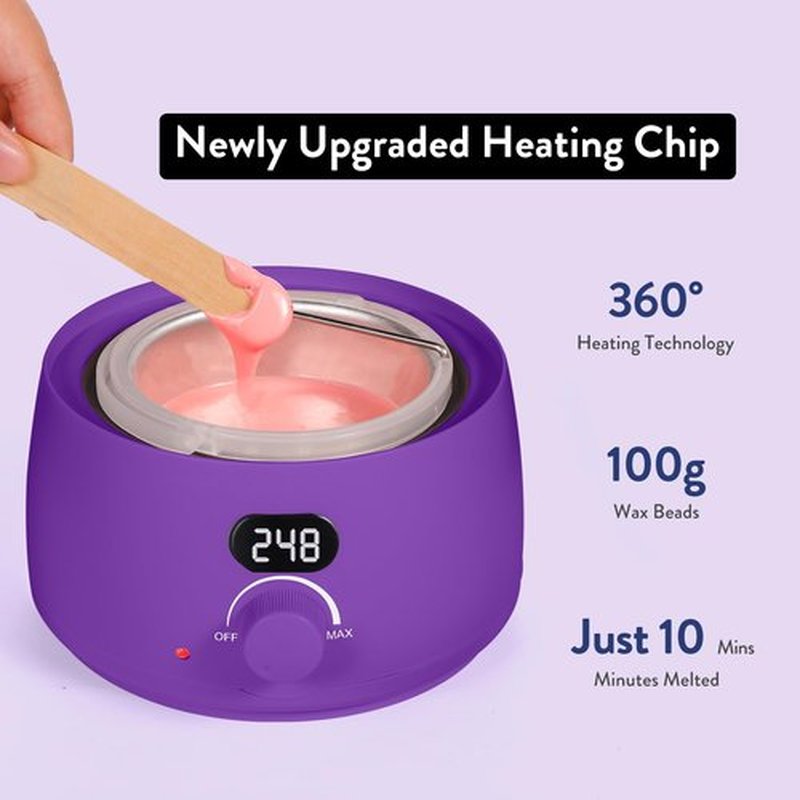 Digital Wax Warmer for Hair Removal : LCD Professional Waxing Pot Hard Wax Heater for Waxing - 14 oz Melt Wax Pot and Transparent Lid(Purple)