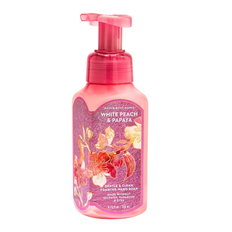 Bath & Body Works Gentle & Clean Foaming Hand Soap – FRESH CUT LILACS, BACKYARD HONEYSUCKLE, WHITE PEACH & PAPAYA 3pc bundle – 8.75 fl oz each - Fresh Floral & Fruity Scents