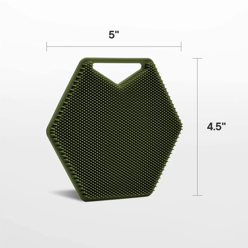Tooletries - Body Scrubber - Silicone Exfoliating Scrubber - Bathroom & Shower Accessories for Men, Travel Essentials for Men - Durable & Long Lasting Body Wash Scrubber for Men - Army Green