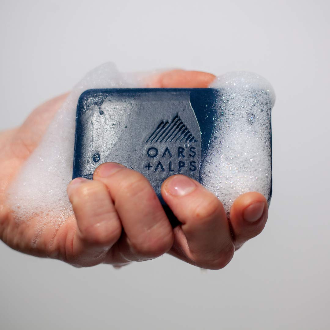 Oars + Alps Blue Charcoal Exfoliating Men's Bar Soap, Dermatologist Tested and Made with Clean Ingredients, Travel Size, 3 Pack, 6 Oz Each