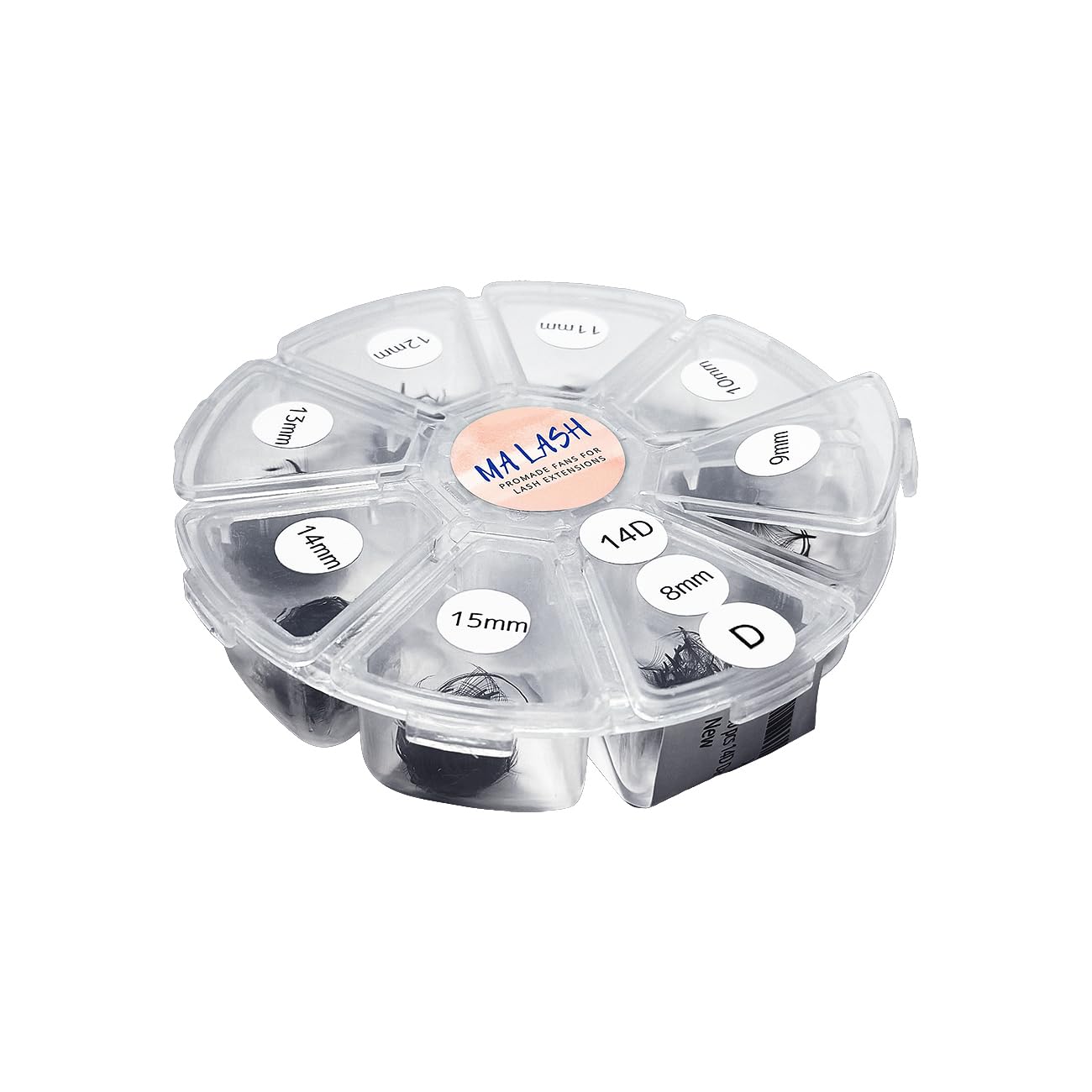 600 pcs 14D Loose Premade/promade Fans D Curl 0.05 Mixed Tray 8-15mm by MA LASH - Long Stem Volume Eyelash Extensions (14D D 0.05 8-15mm)