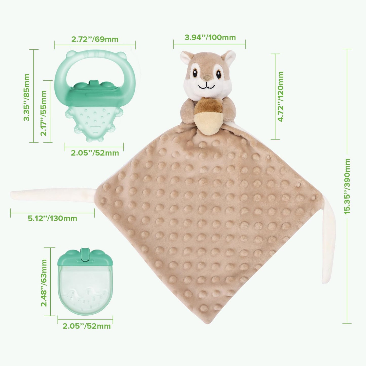 Haakaa Baby Lovey with Freezer Teether, Security Blanket with Baby Teething Toys, Water-Fillable Silicone Teether for Teething Relief, Soft Baby Lovey Gift for Newborns