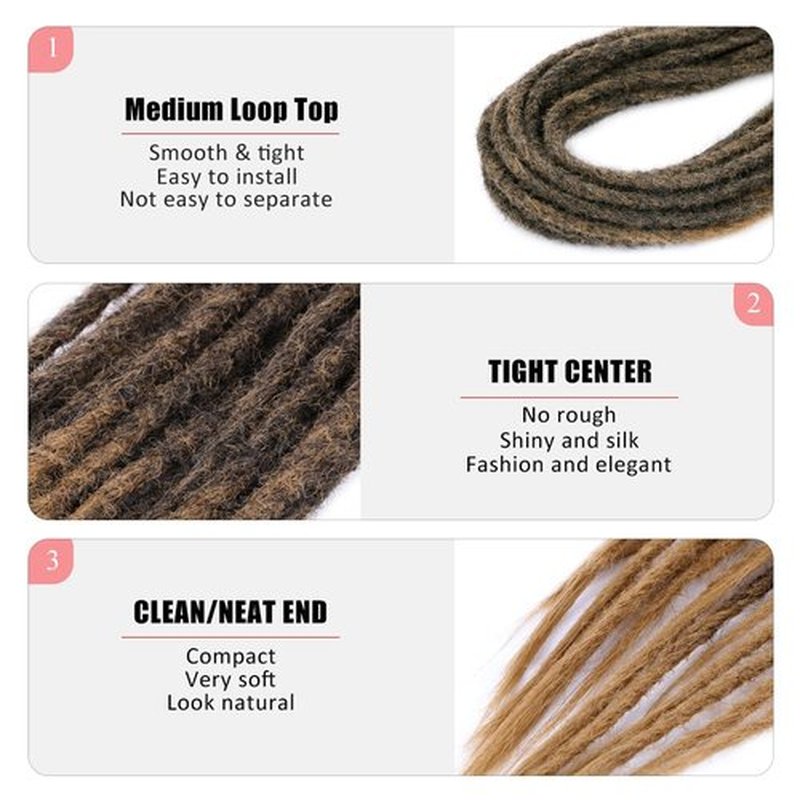 DAIRESS 24 Inch Straight Double Ended Dreadlock Extensions Synthetic Dreads10strands/pack Synthetic Braids Thin 0.6cm Soft Handmade Reggae Hair Hip-Hop Style Dread Extensions Locks Hair(1B/27)