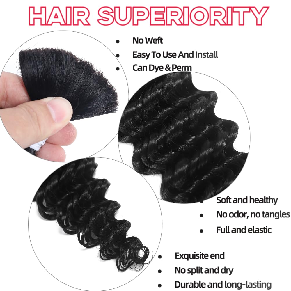 Deep Wave Human Braiding Hair 18Inch 1 Bundle 50g Bulk Human Hair for Braiding No Weft Human Braiding Hair for Boho Braids Wet and Wavy 100% Brazilian Virgin Curly Hair for Braiding Hair Extensions