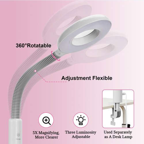 Professional Facial Steamer, 3 in 1 Facial Steamer with 5X Magnifying Lamp Hot&Cool Mist, Esthetician Steamer on Wheels, Stand Face Steamer with Time Setting for Home Salon Spa