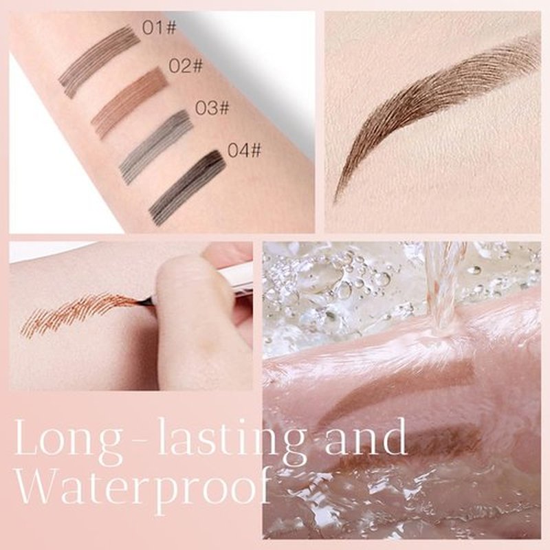 2 PCS Eyebrow Microblading Pen, 2025 New 3D Waterproof Magic Eyebrow Pencil 4 Tipped Precise Brow Pen, Long-Lasting Fine Stroke Microblade Eyebrow Pencil for Natural Makeup (Dark Brown)