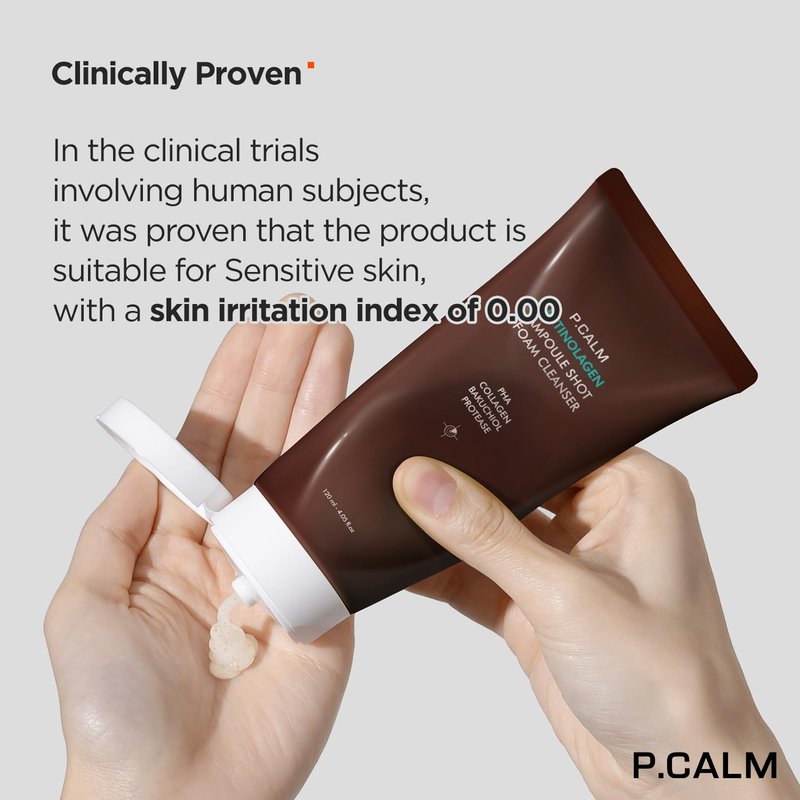 P.CALM Retinolagen Ampoule Shot Foam Cleanser | Retinol, Vegan Hydrolyzed Collagen & PHA for Deep Pore Cleansing, Skin Texture Care & Hydration, Glass Skin | Korean Skincare, 120ml / 4.05 fl. oz