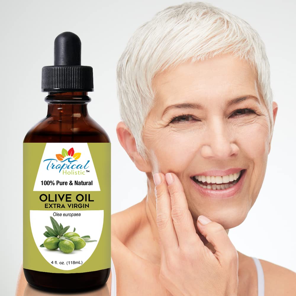 Tropical Holistic Olive Oil and Castor Oil Combo Set- Organic Carrier Mixing Oil for Skin, Hair for Dry Hair & Skin Moisturizer, 4oz