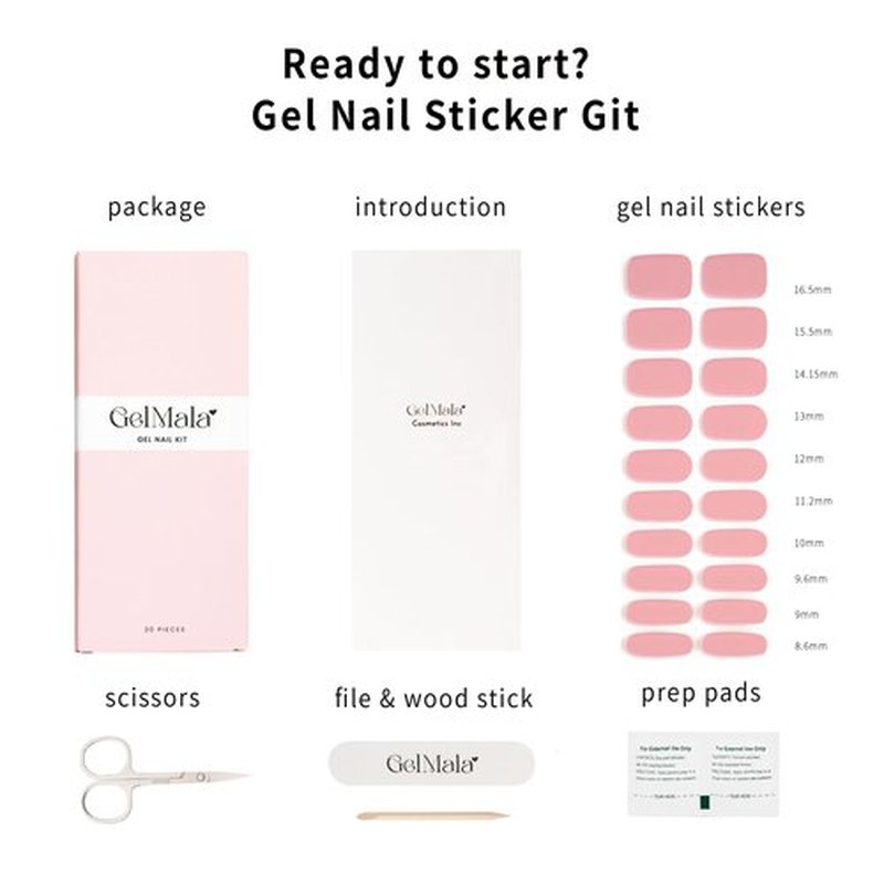 GelMala Gel Nail Strips Rosy Pink Solid Color Gel Nail Stickers Salon-Quality, Long Lasting, Easy to Apply & Remove -Gel Nail Strips for Nails Manicure Nail Wraps,Easy for begginners (Rosy Blush)
