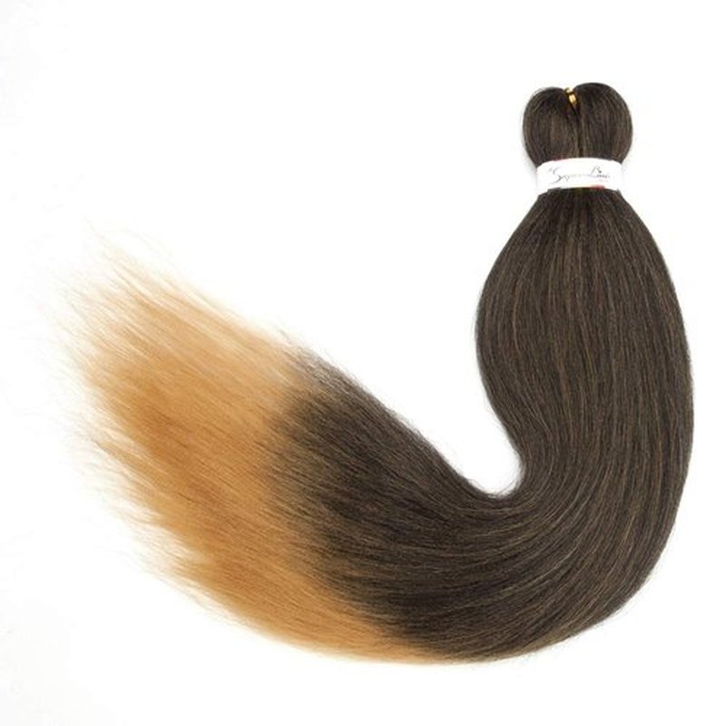 Easy Braid Crochet Hair Pre Stretched Braiding Hair Extensions Hot Water Setting Braiding Hair Yaki Texture Braids Professional Itch Free Synthetic Fiber 26In (4 Bundles,Black To Dark Blonde)