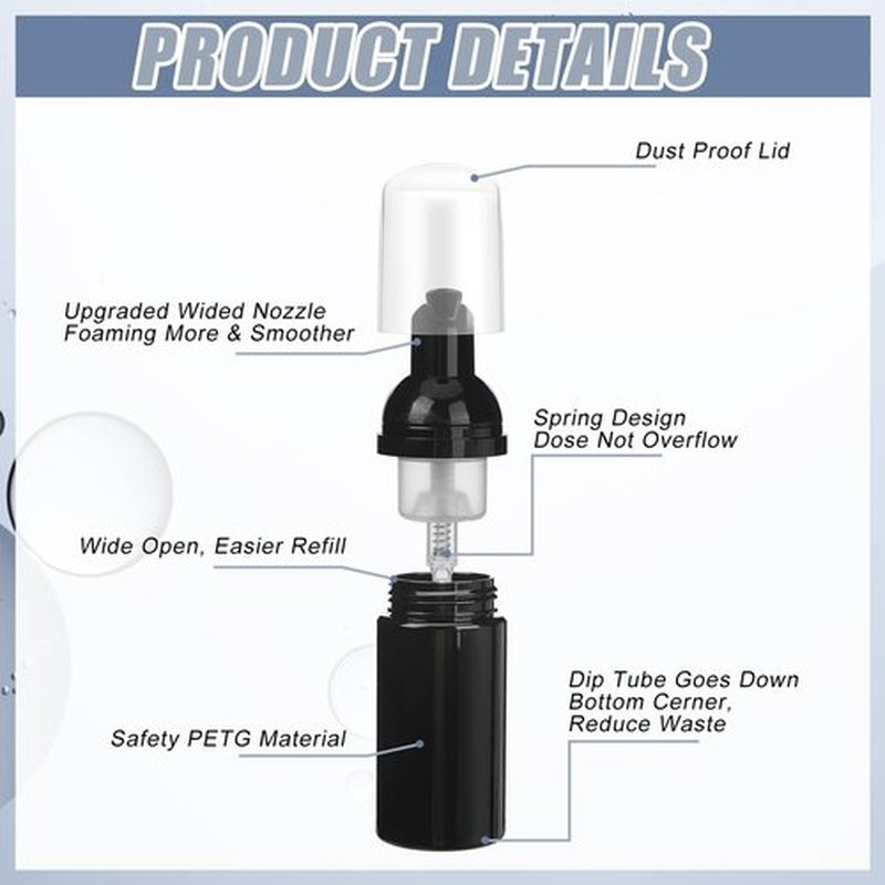 24 Pcs Foam Pump Bottles 1 Oz/ 30 ml Travel Soap Bottle Plastic Mini Empty Dispenser Foaming Bottles for Refillable Hand Sanitizer Lash Shampoo Bottles