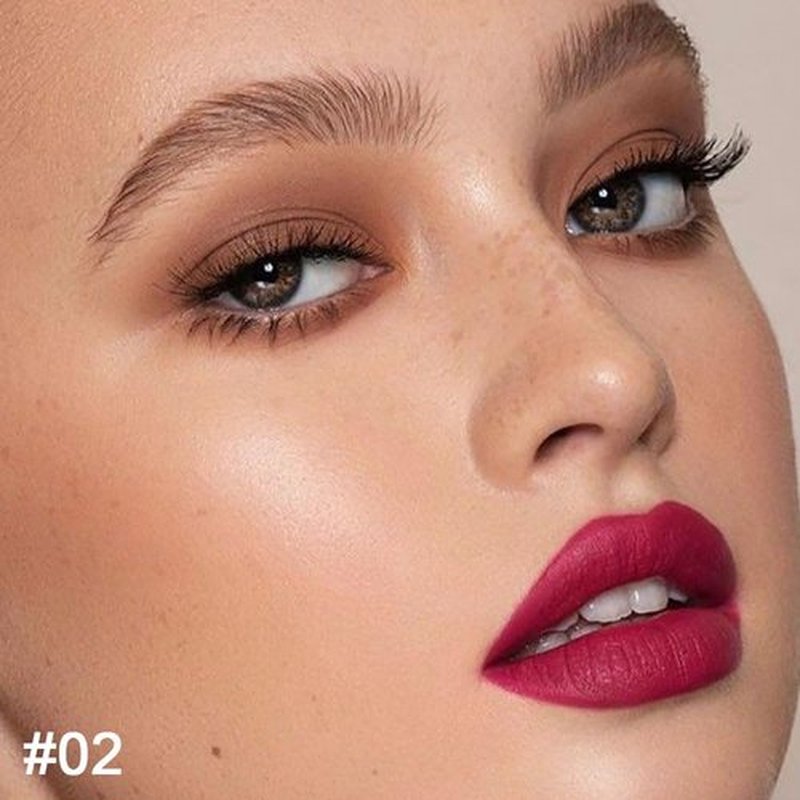 2 in 1 Plum Red Matte Lip Liner & Lipstick Combination, DNM Metallic Dual Ended Lipstick, Lip Liner, Lip Gloss, 24 Hour all Day Long-Lasting Waterproof Lipliners Pencil for Women Lip Makeup Gift Set02