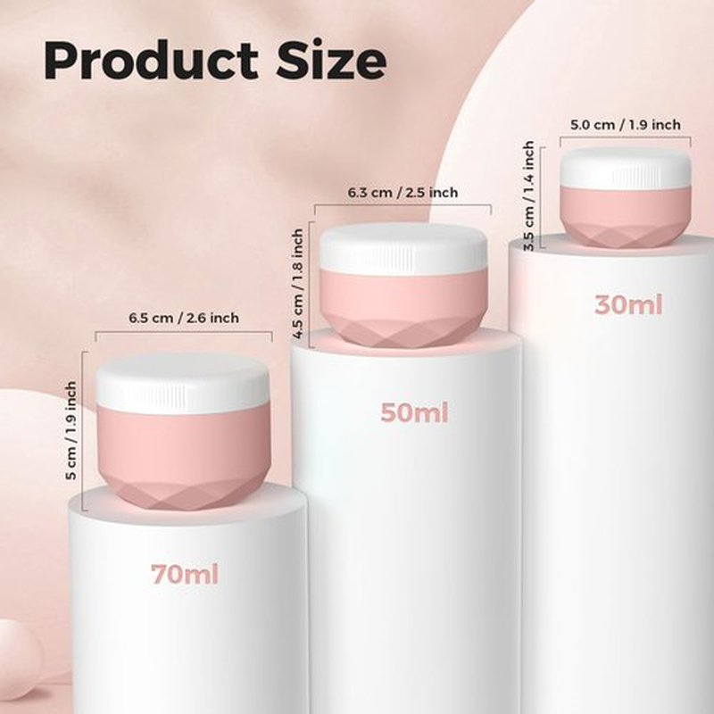 Travel Containers for Toiletries, Silicone Cream Jars TSA Approved 1.7oz Travel Size Containers with Toiletry Bag, Wide Mouth Leak-proof Travel Accessories with Lid for Cosmetic Cream