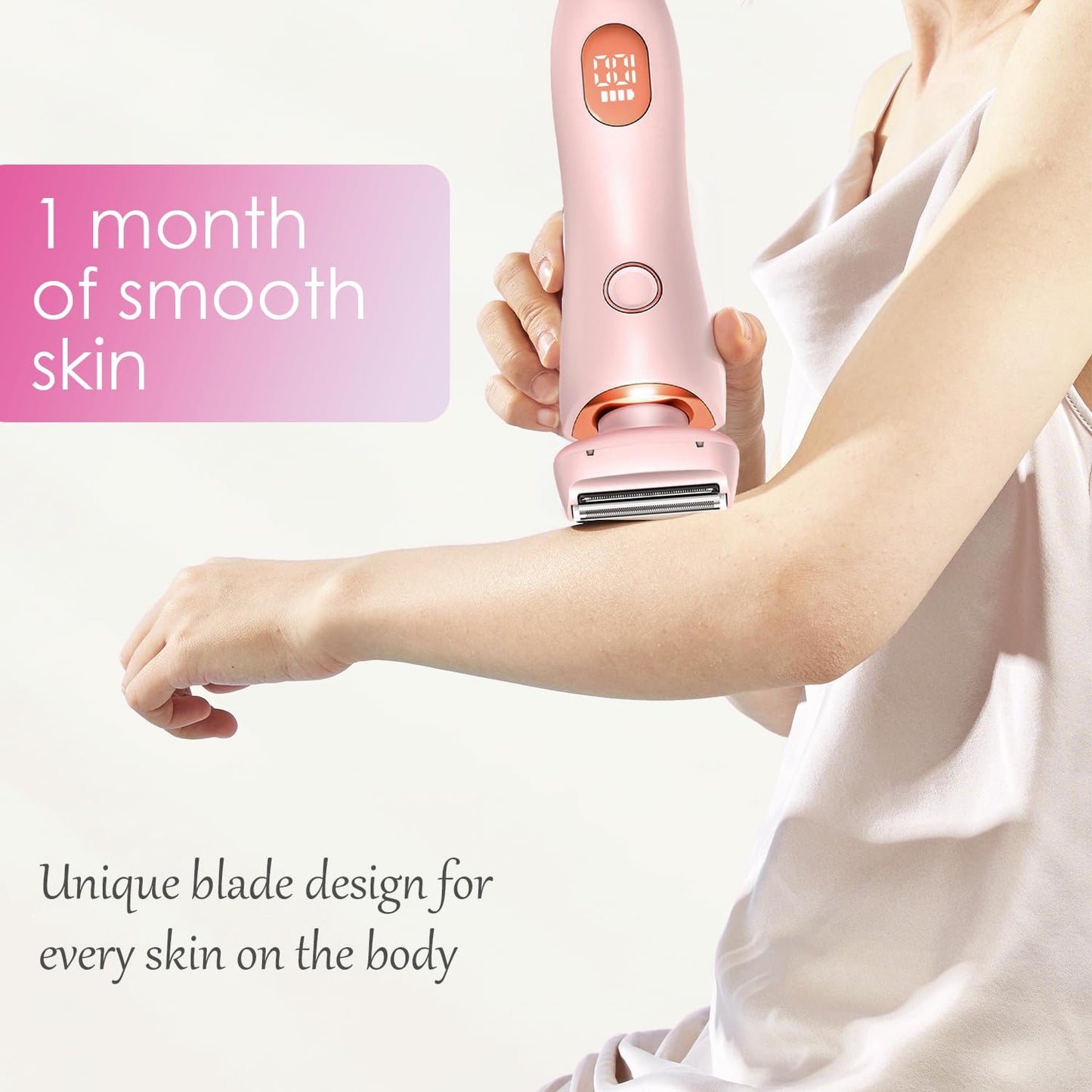 Livora Electric Shaver for Women,Silk Glide Pro Shaver,Rechargeable Electric Trimmer for Bikini, Pubic Hair, Legs, Body, Wet/Dry (Pink)