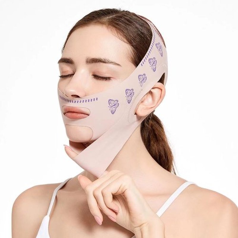 MZLUWM Beauty Face Sculpting Sleep Mask, Double Chin Reducer,V Shaped Slimming Face Mask, Reusable Facial Shaped UP Lift Mask- Anti-Aging and Anti-Wrinkle Band (Pink B)