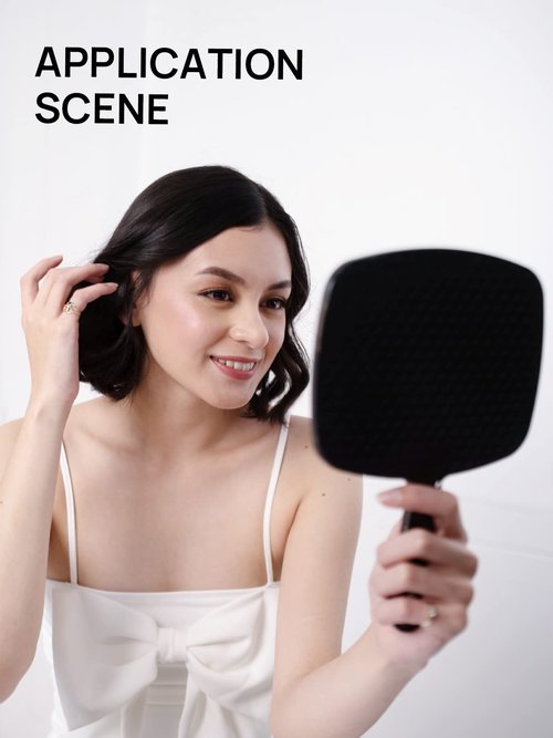 OMIRO Hand Mirror, Large Black Handheld Mirror with Handle, 7.4" W x 10.3" L, Pack of 3