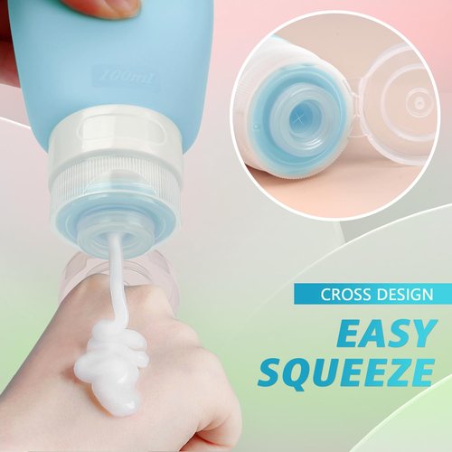 Travel Bottles for Toiletries, Tsa Approved 3oz Travel Size Containers BPA Free Leak Proof Refillable Liquid Silicone Squeezable Travel Accessories for Shampoo Conditioner Lotion (4 Pack)